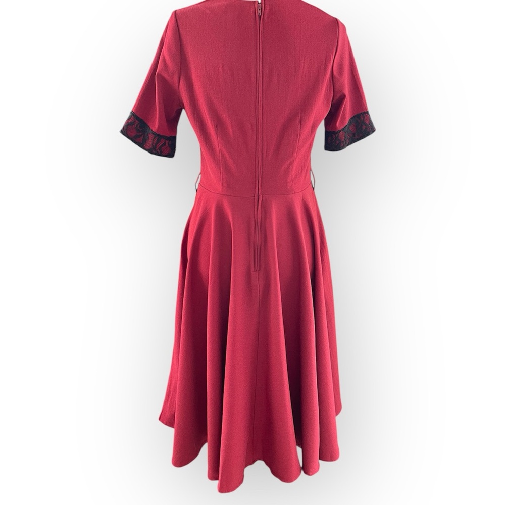 Timeless London Ruby Pin-Up Red Button-Front Dres… - image 4